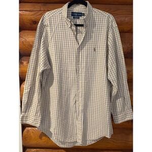 Ralph Lauren Yarmouth Mens 16 1/2 32 33 Button Down Shirt Plaid Oxford